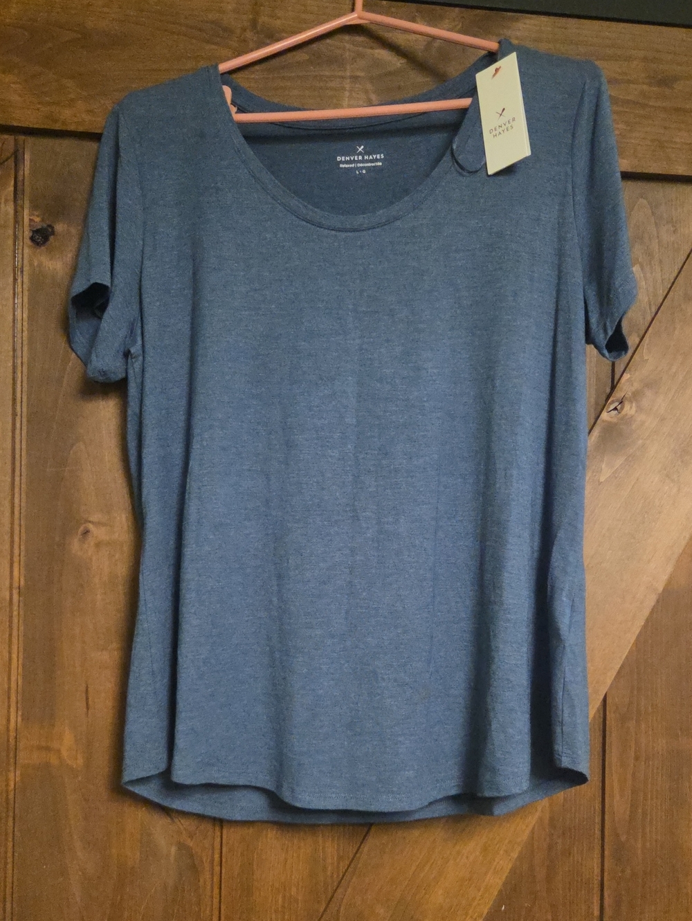 Denver Hayes Women's Scoop Neck Short Sleeve Top - Heathered Blue